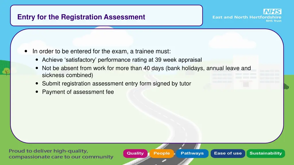 entry for the registration assessment