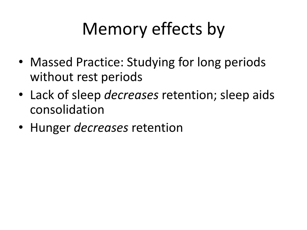 memory effects by