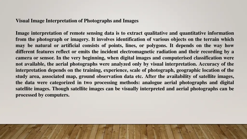 visual image interpretation of photographs