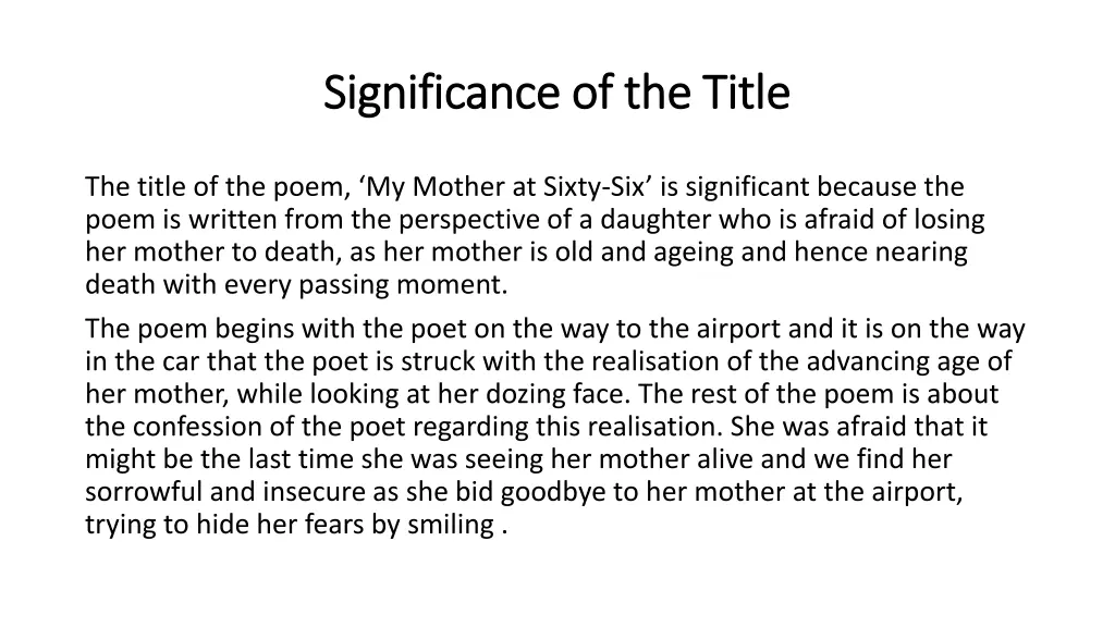 significance of the title significance