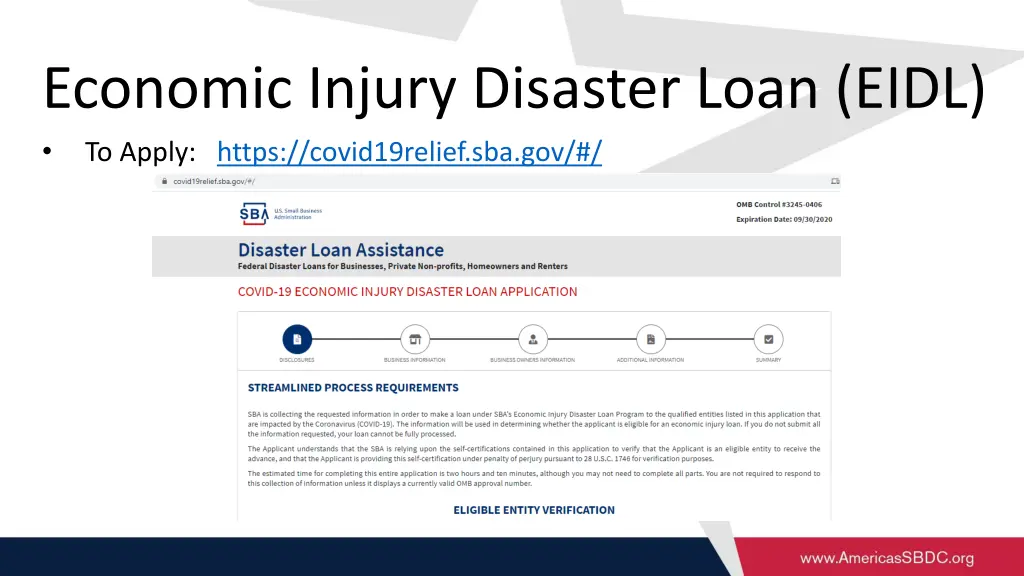 economic injury disaster loan eidl to apply https