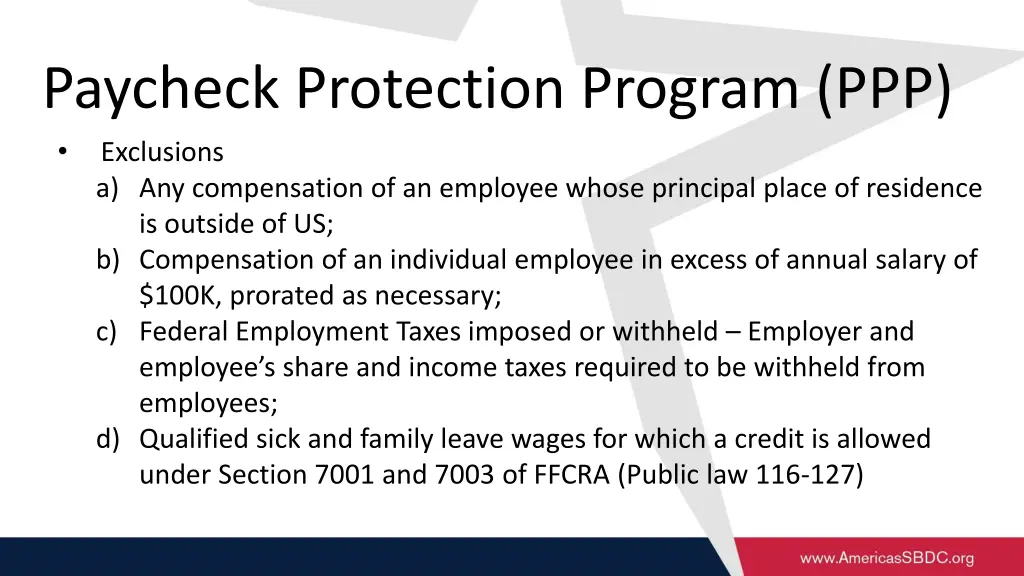 paycheck protection program ppp exclusions