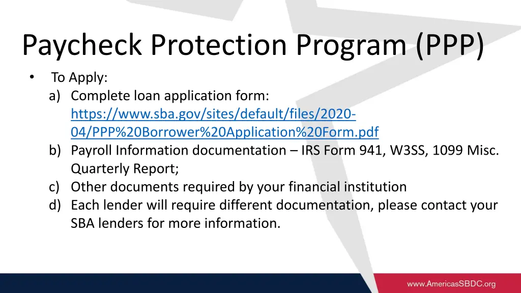 paycheck protection program ppp to apply