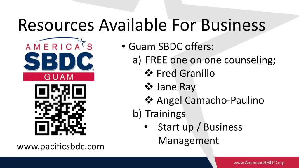 resources available for business guam sbdc offers