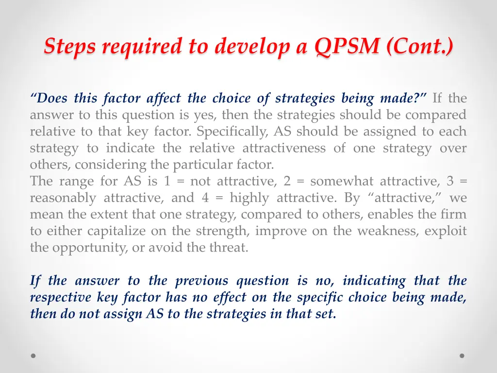 steps required to develop a qpsm cont