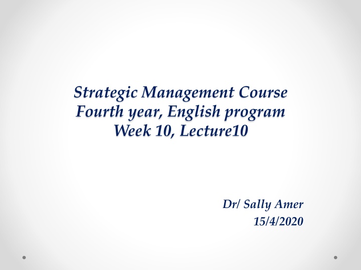 strategic management course fourth year english