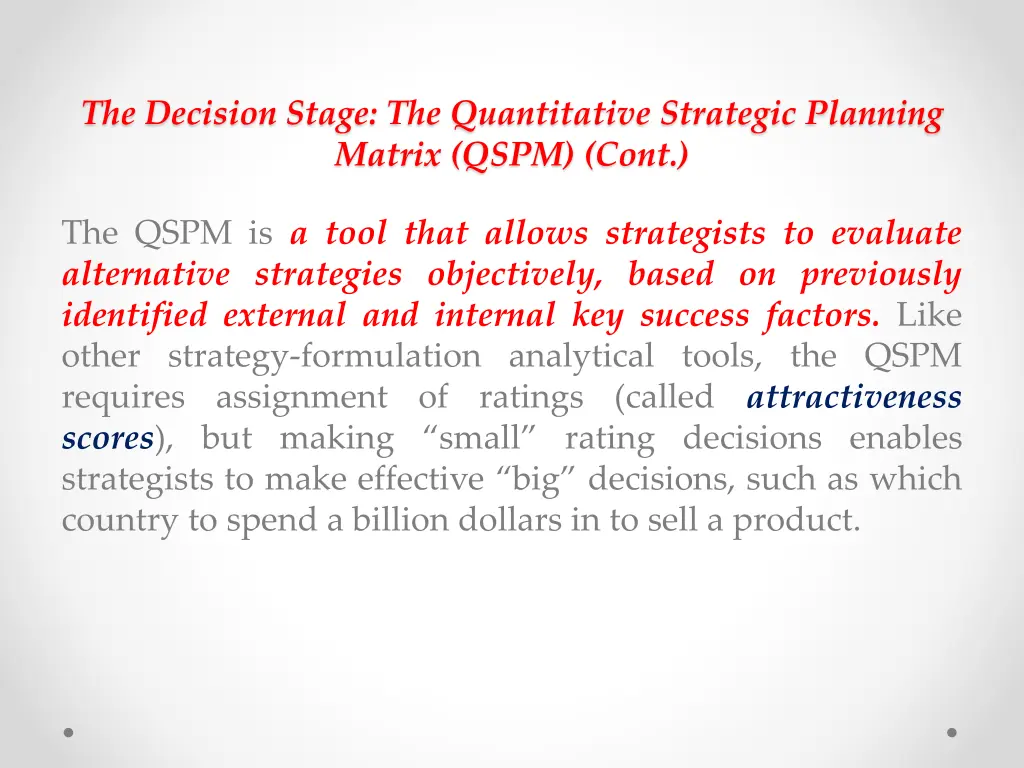 the decision stage the quantitative strategic 1