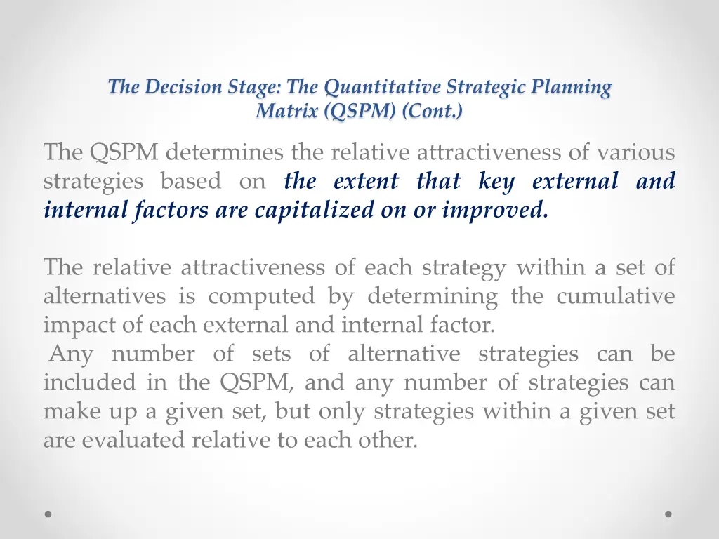 the decision stage the quantitative strategic 2