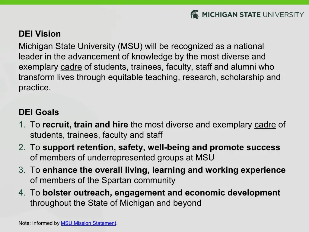 dei vision michigan state university msu will