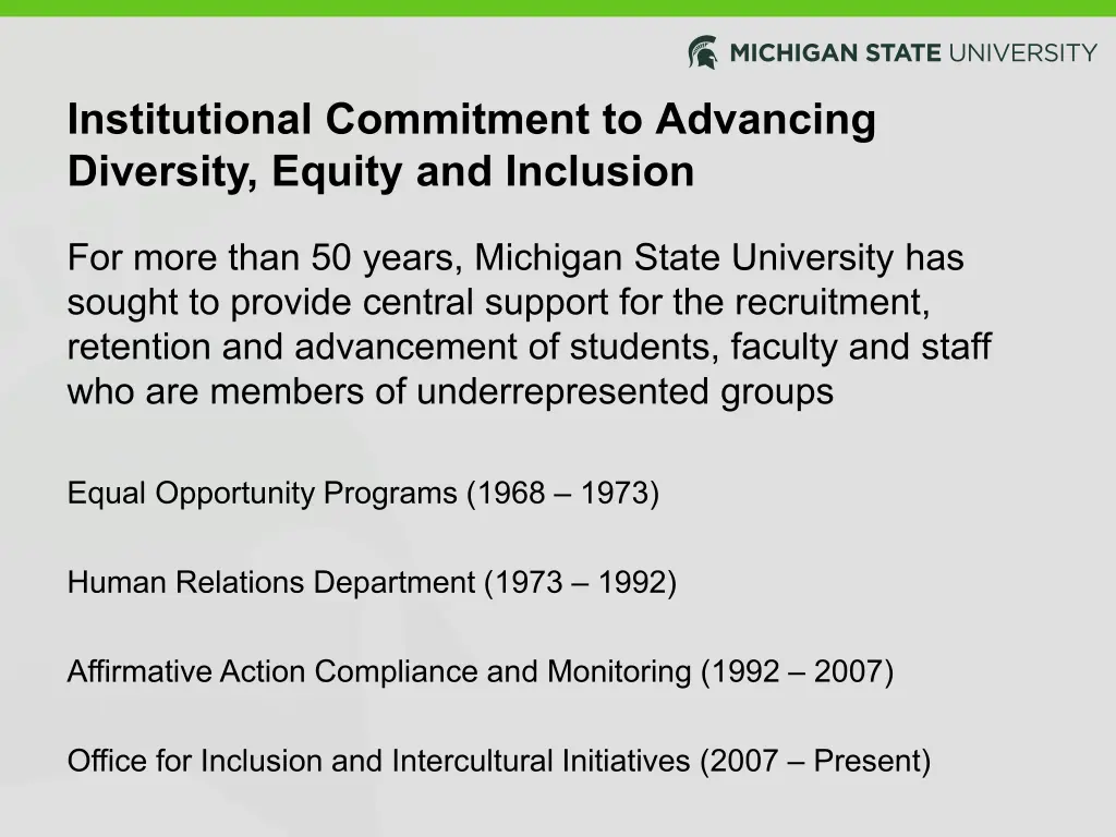 institutional commitment to advancing diversity