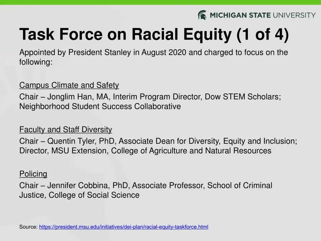 task force on racial equity 1 of 4 appointed