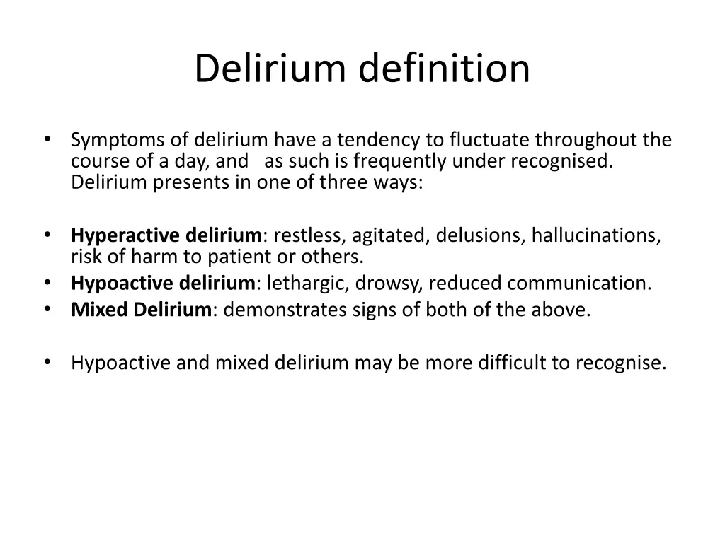 delirium definition 2