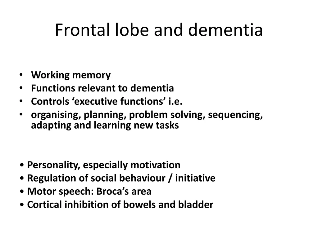 frontal lobe and dementia