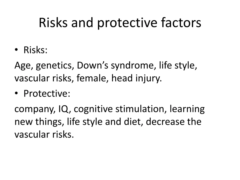 risks and protective factors