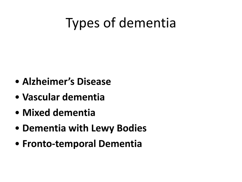 types of dementia