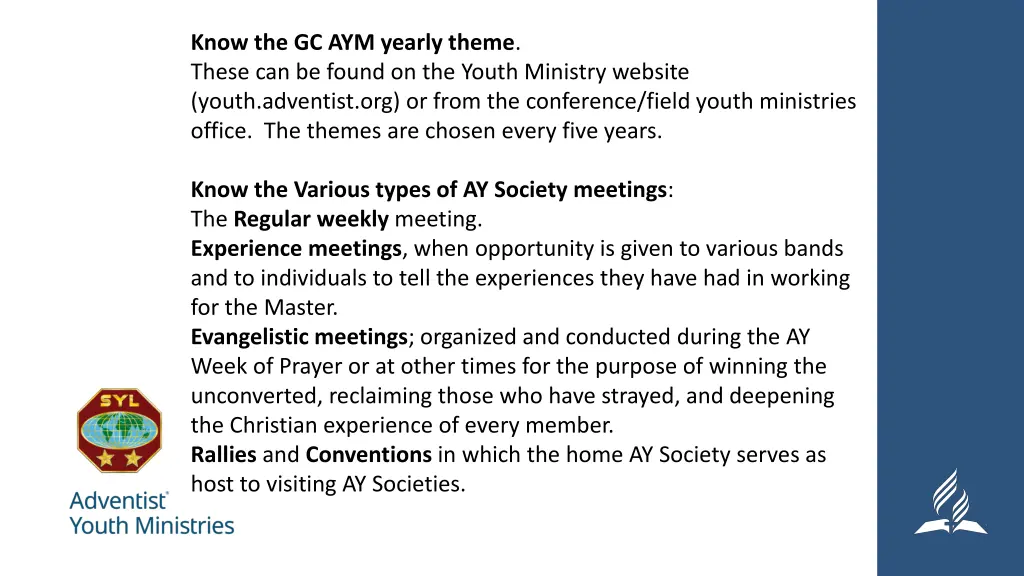 know the gc aym yearly theme these can be found