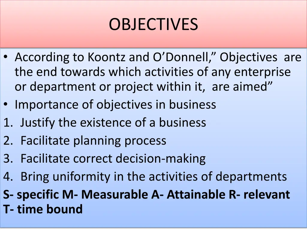 objectives