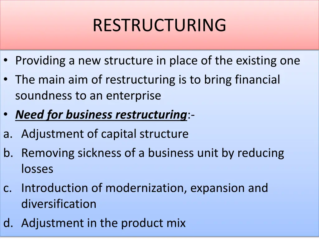 restructuring