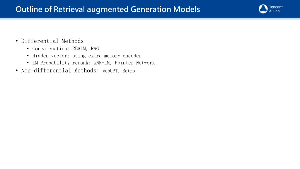 outline of retrieval augmented generation models