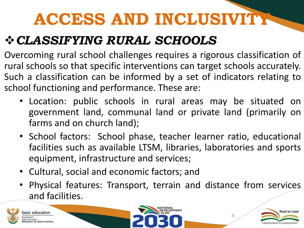 access and inclusivity classifying rural schools