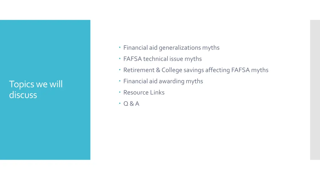 financial aid generalizations myths