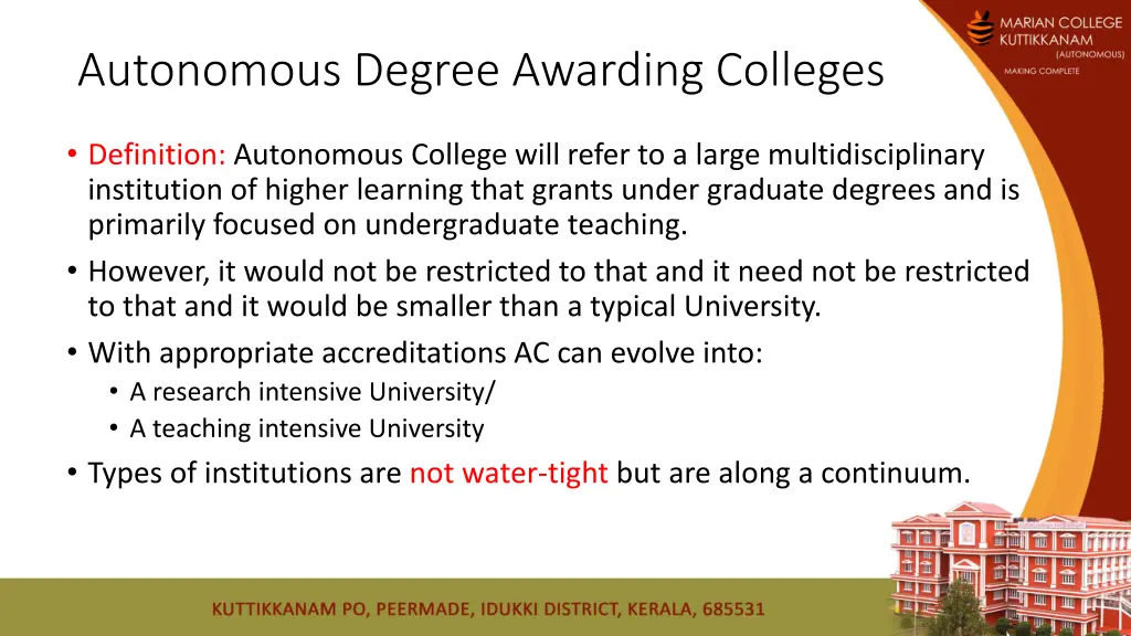 autonomous degree awarding colleges