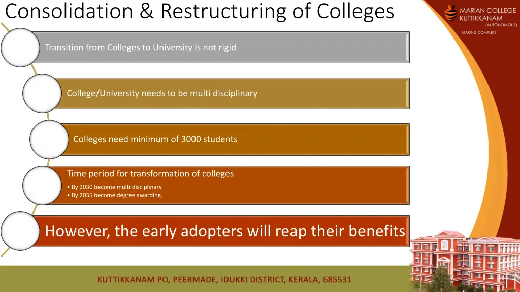 consolidation restructuring of colleges