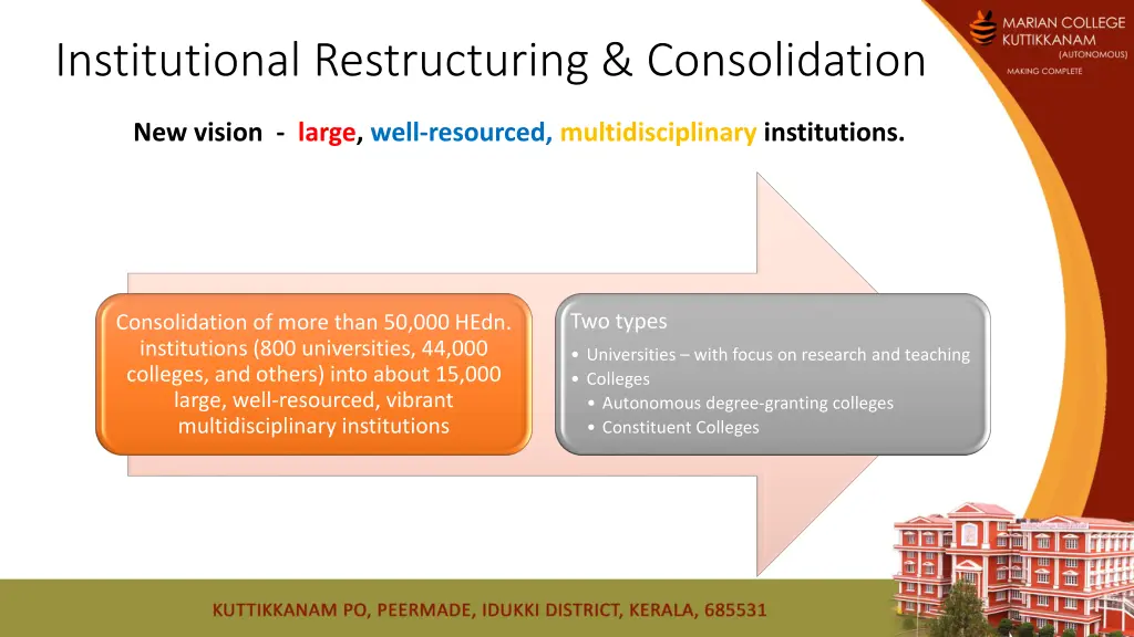 institutional restructuring consolidation