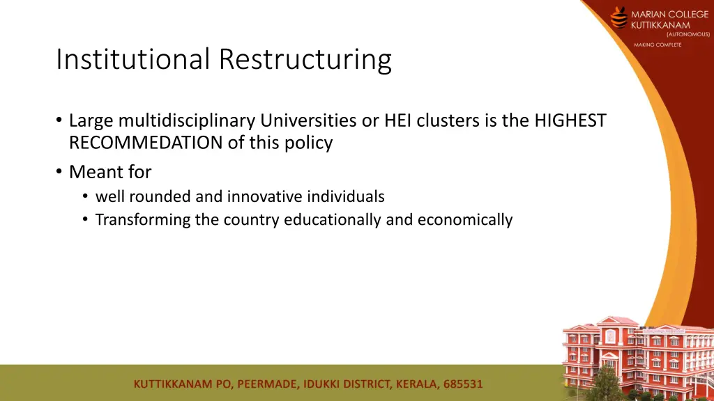 institutional restructuring