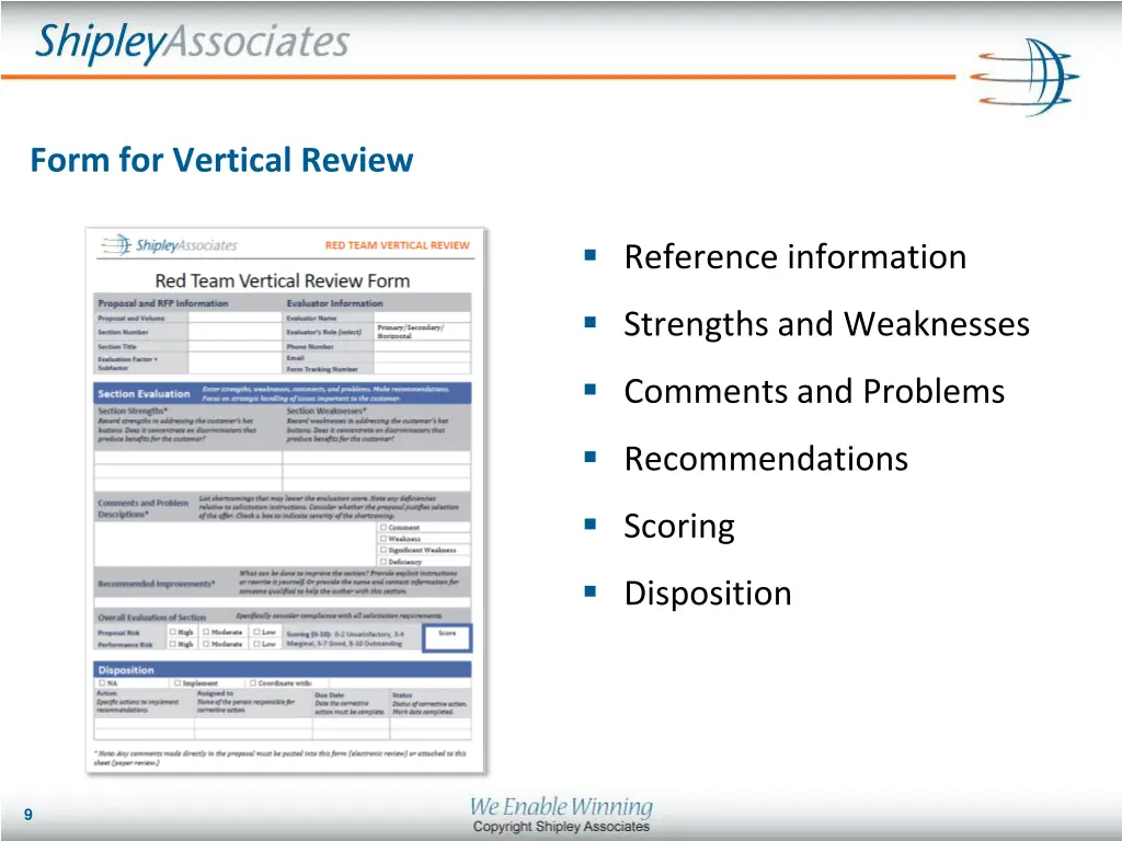 form for vertical review