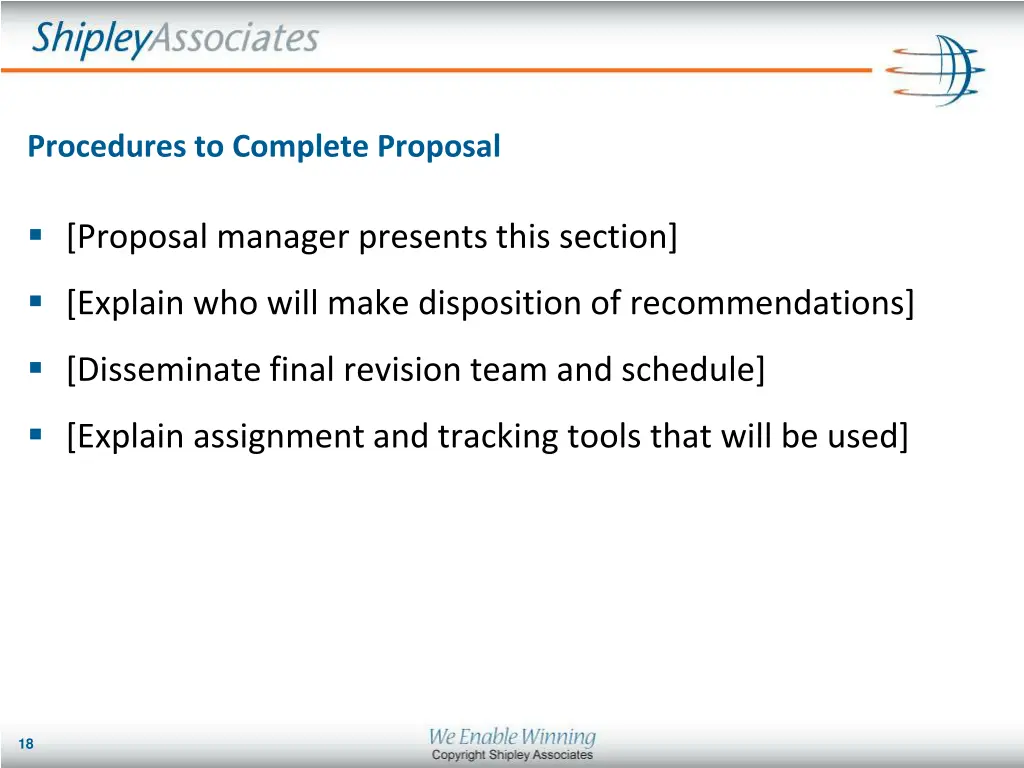 procedures to complete proposal