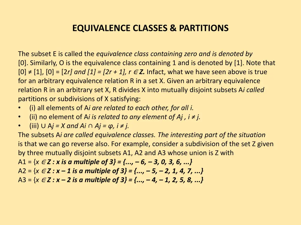 equivalence classes partitions