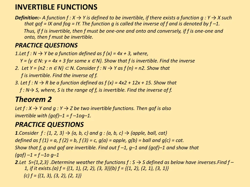 invertible functions