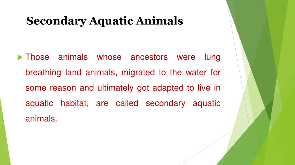 secondary aquatic animals