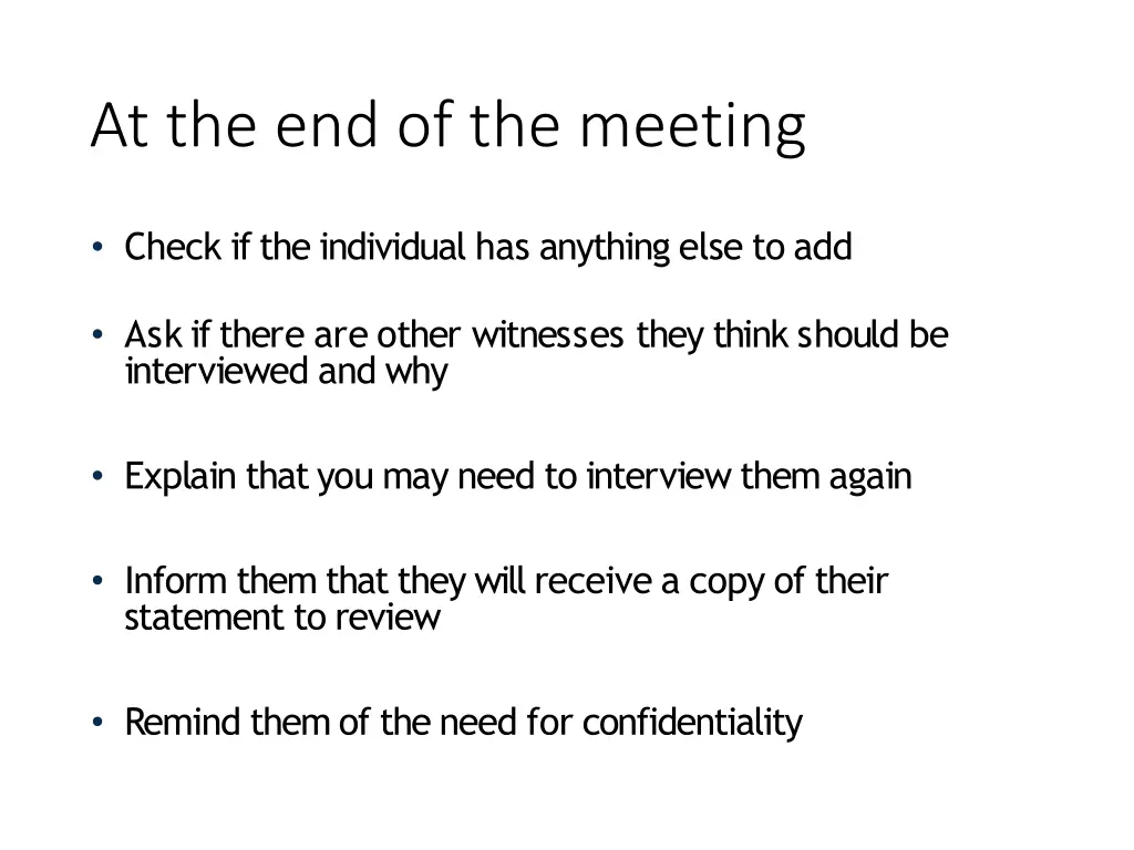 at the end of the meeting