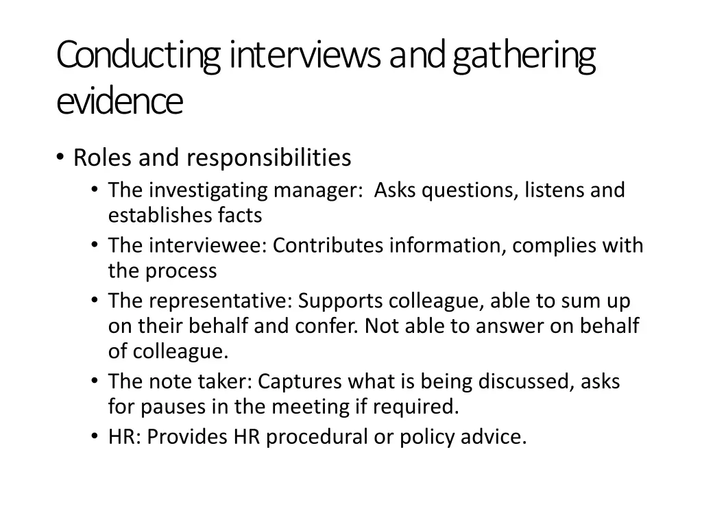 conductinginterviewsandgathering evidence