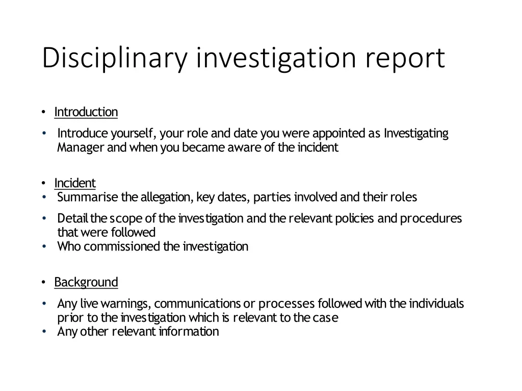 disciplinary investigation report