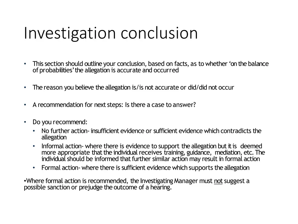 investigation conclusion