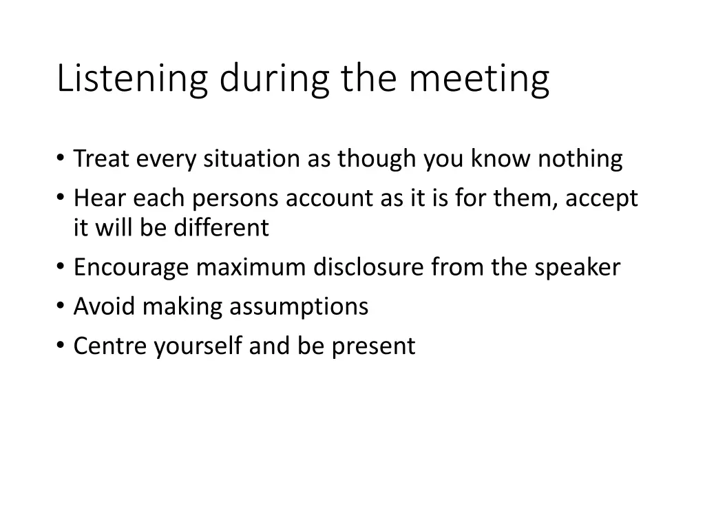 listening during the meeting