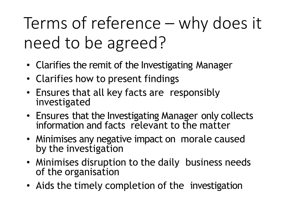 terms of reference why does it need to be agreed