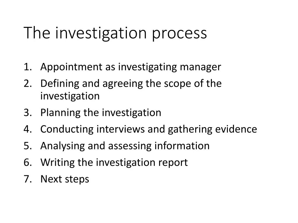 the investigation process