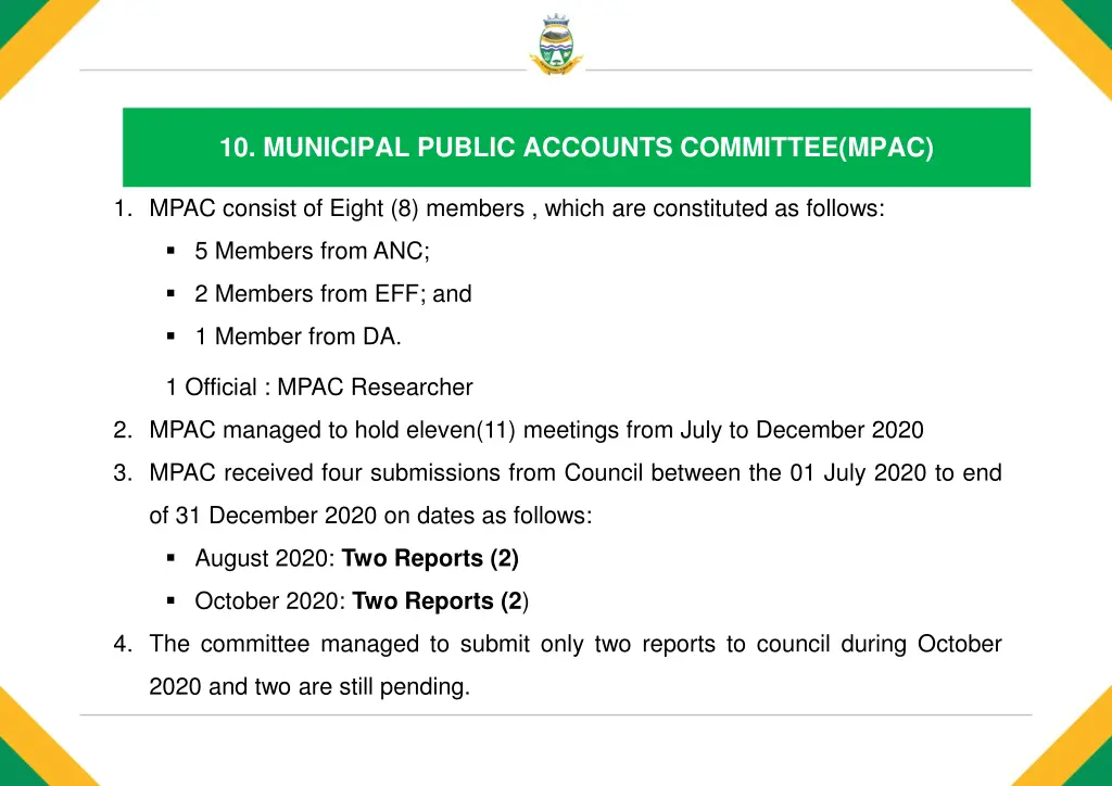 10 municipal public accounts committee mpac