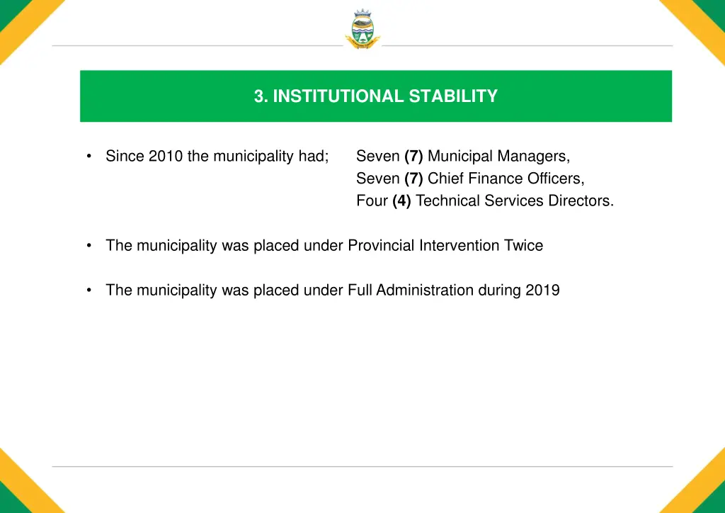 3 institutional stability