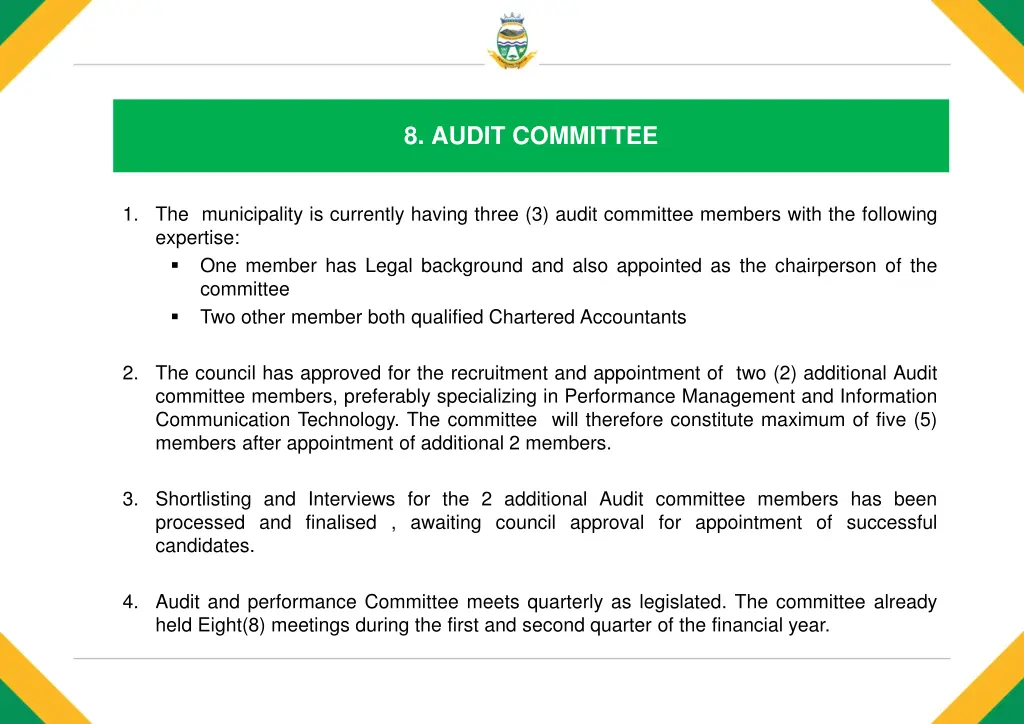 8 audit committee