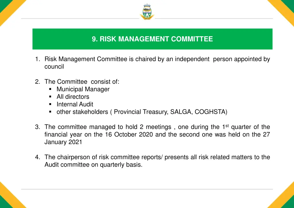 9 risk management committee