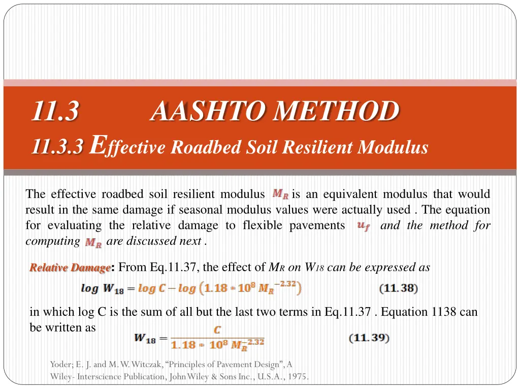 11 3 aashto method 11 3 3 e ffective roadbed soil