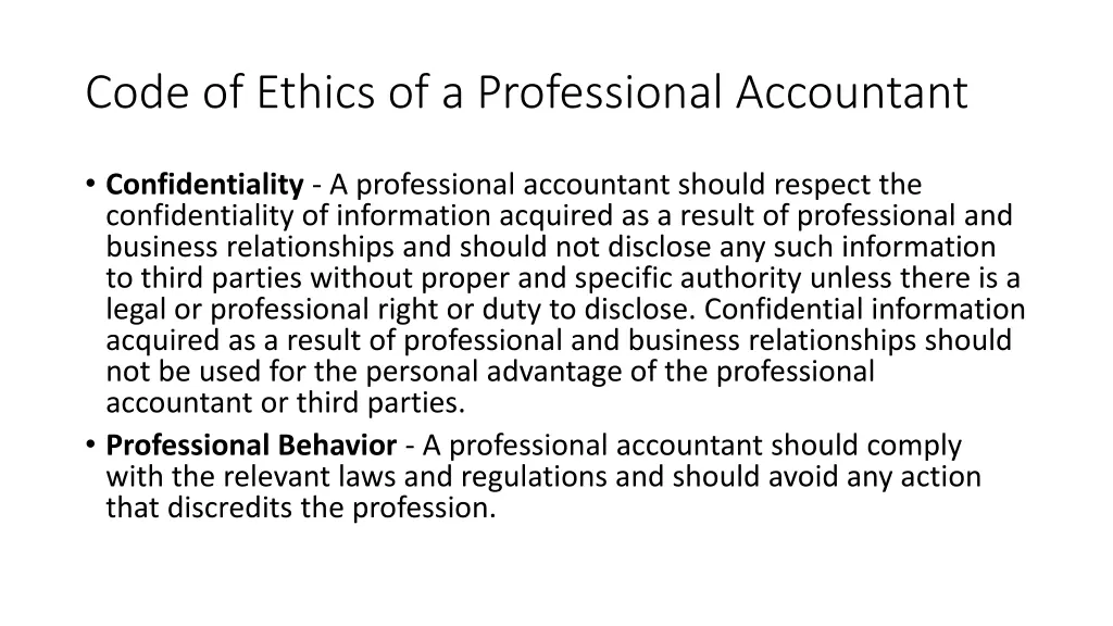 code of ethics of a professional accountant 1