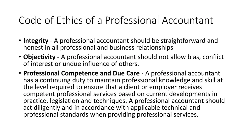 code of ethics of a professional accountant