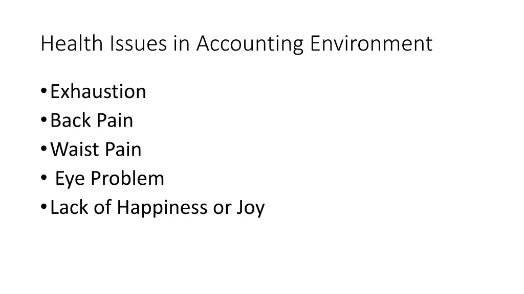 health issues in accounting environment 1