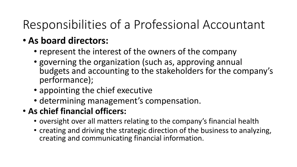 responsibilities of a professional accountant